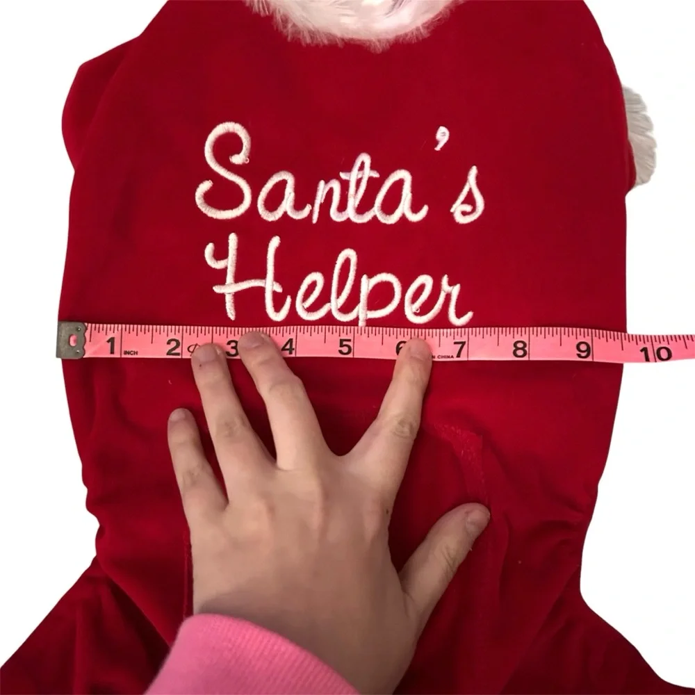 Pup Crew Santa’s Helper Red White Faux Velvet & Faux Fur Trim Dog Onesie